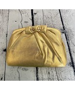 Vintage Gold Ingber Clutch Rhinestone Clasp Attached Coin Purse - £17.52 GBP