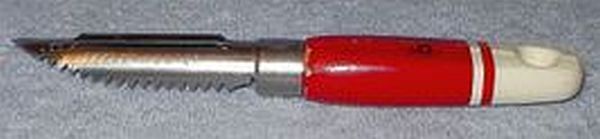 Ekco Stainless Steel Apple Peeler Corer Wood Red White Handle - $6.00