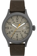 Timex Expedition Scout 40mm Khaki Case with Dark Brown Leather Strap  Watch - $59.95