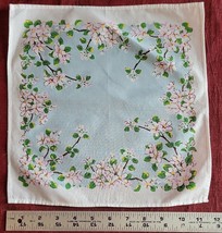 Vintage Floral handkerchief, bridal wedding hanky blue pink - $14.03