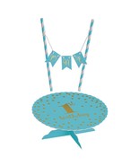 1st Birthday Mini Cake Stand and Pennant Banner Blue Party Decorations O... - $112.14 MXN