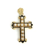 Authenticity Guarantee 
Vintage Diamond Black Enamel Cross Necklace Pend... - £2,546.41 GBP