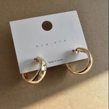 18K Gold Plated Chunky Hoop Earrings for Women - £8.78 GBP