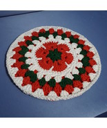 Round African Flower Potholder-Trivet in Red with Green by Mumsie of Str... - $12.00