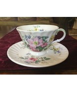 Vtg Royal Doulton Arcadia Tea Cup &amp; Saucer Set Footed Bone China Floral ... - £12.43 GBP