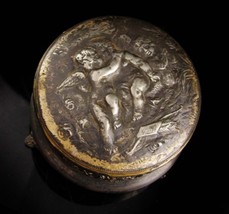 Apollo SILVER CHERUB 19th century Footed vanity box - footed relief angels - vic - £51.19 GBP