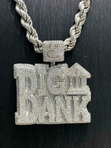 3CT Real Moissanite  Big Bank Customized Pendant 925 Sterling Silver - $544.49