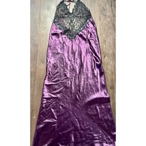 Purple Satin Long Strappy Lace Sparkle Nightgown Dreamgirl Brand - $18.80