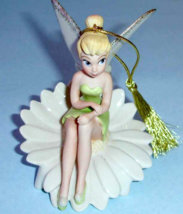 Lenox Disney Peter Pan&#39;s Tinker Bell Sits on Daisy Flower Ornament 880461 New - £42.28 GBP