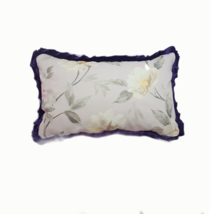 Purple Pillow, Floral Cotton, High Quality Velvet, Ruffle Pillow 14x18&quot; - £36.62 GBP