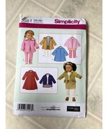 2007 Simplicity Sewing Pattern 3551 18&quot; Doll 8 Pc Wardrobe Jacket Skirt ... - $14.95