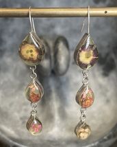 Vintage Signed Russ Thanksgiving Turkey Dangle Hook Earrings  2" Long - $13.85