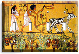 Ancient Egyptian People Hieroglyph Wall Art 4 Gang Light Switch Plate Room Decor - £14.82 GBP
