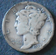 1923-P Mercury Silver Dime. - £2.57 GBP