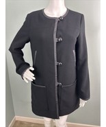 Banana Republic Factory Women&#39;s Blk Button Faux Leather Trim Dress Coat ... - $60.91 CAD