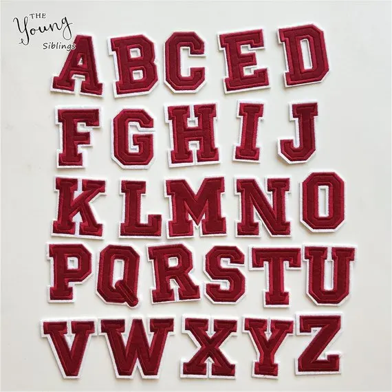 Red Embroidered Iron-On Letters &amp; Numbers Patch for T-Shirts &amp; Coats - £3.85 GBP