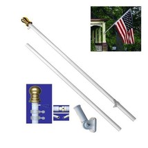 3&#39; x5&#39; USA American 50 Star Flag w/ 6&#39; Ft White Flagpole Flag Pole kit - £49.01 GBP