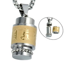 Om Mantra Necklace Pendant Stash Hidden Vial Tube Protection Memorial Buddhist - £8.62 GBP