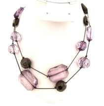 Women&#39;s Long Necklace Lavender Purple Acrylic Beads Lobster Closure 36&quot; - £9.34 GBP