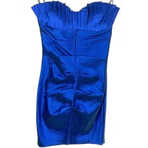 Lulus Strapless Cocktail Mini Dress Pleated Taffeta Iridescent Blue Size... - £39.42 GBP