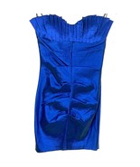 Lulus Strapless Cocktail Mini Dress Pleated Taffeta Iridescent Blue Size L New - $49.50