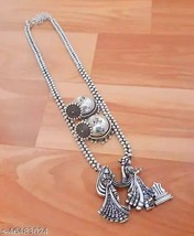Silver Oxidized Asian Women Necklace Set Boho Fashion Jewelry Wedding Gift - £22.60 GBP