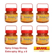 x6 Spicy Crispy Shrimps Namprik Extra Spicy Thai J-Koong Chili Paste Dipping 90g - £39.41 GBP