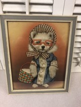 Vtg anthropomorphic dog print steampunk square glasses granny dress bonnet - £30.07 GBP