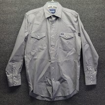 Vintage Wrangler Western Pearl Snap Men&#39;s Sz M Work Denim Button Up Front Shirt - £19.02 GBP