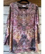 Time &amp; Tru Wm. XXL (20) Top Flor De Lis Paisley Embellished Sublimation ... - $33.46 CAD