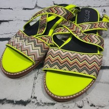 Josefina Basso Sandals Shoes Womens Sz 42 (10) Neon Yellow Zig Zag Strap... - £15.56 GBP