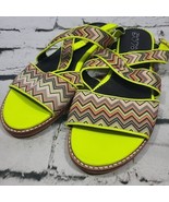 Josefina Basso Sandals Shoes Womens Sz 42 (10) Neon Yellow Zig Zag Strap... - £15.64 GBP