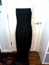 Black Crepe Sleeveless Sheath Crepe Maxi Dress w rinestone straps 34 bus... - $29.69