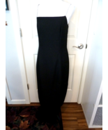 Black Crepe Sleeveless Sheath Crepe Maxi Dress w rinestone straps 34 bus... - $40.60 CAD