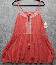 Billabong Enlightened Dress Women&#39;s Small Pink Pleated Rayon Sleeveless Lace Up - $23.09