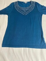 Beta's Choice Women's Turquoise Long Sleeve Shirt Top Measured Chest 34" image 7