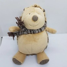 Pier One Plush Hedgehog Stuffed Animal Winter Scarf Tweed Nose  10 inch - £8.98 GBP