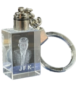 JFK President 3D Laser Etched Glass Crystal Cube Key Chain 1-1/4&quot;x 1&quot; Ke... - $219.69 MXN