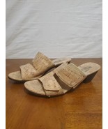 Siesto Meucci Beige Cork Sandals Low Heel Open Toe Shoes Size 7 M - $25.19