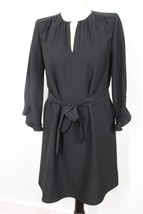 Kate Spade XS Black Crepe Ruffle Trim 3/4 Sleeve Belted Shift Dress - £34.52 GBP