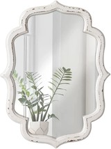 Vintage Scalloped Wall Mirror Decorative 16&quot; X 12&quot;, Hanging Rustic Distressed - £35.08 GBP