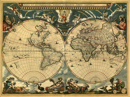 1664 World Antique Laminated Wall Map 48&quot;x64&quot; - £287.80 GBP