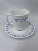 Corelle Livingware Morning Blue  Individual Mug and Saucer Sinrise Pyrex Floral - £7.00 GBP