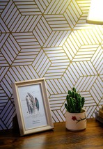 Removable Self Wallpaper, Geometric Hexagon Wallpaper, Peel-And-Stick Wallpaper, - £26.80 GBP