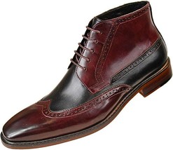 Two Tone Men Boots Brown Black High Ankle Derby Toe Premium Quality Leather  - £125.71 GBP