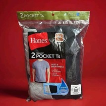 2 Hanes Pocket T-Shirts Men&#39;s Size Medium 38-40&quot; Short Sleeve Black &amp; Gr... - $5.90