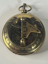 Brass Push Button Pocket Sundial Compass Vintage Camping Hiking x-mas Gift Item - £29.67 GBP