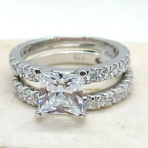 3 Karat Prinzessin Künstlicher Diamant Solitaire Braut Set Verlobungsring 925 - £118.42 GBP