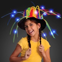 Funny Clown Crazy Hat with LED Lights Noodle Hair - £29.07 GBP