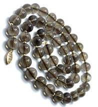 Vintage Smokey Topaz Round Bead Necklace With A 14K Yellow Gold Clasp &amp;B... - £360.58 GBP